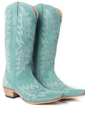 Myra Turquoise Suede Western Boots. Fits like US 8.5